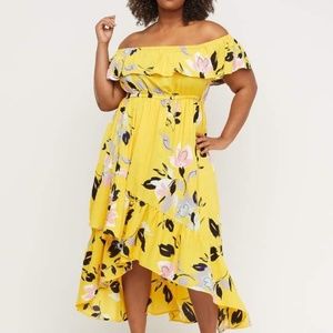 Lane Bryant Off-the-Shoulder Floral Ruffle Maxi Dress
